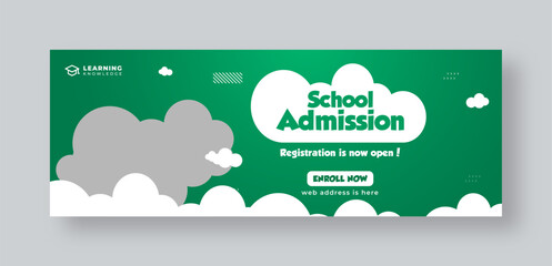 Wall Mural - School admission social media facebook cover, Education, back to school promotion web banner template