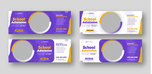 Wall Mural - education social media facebook cover set, back-to-school, admission promotion web banner template b