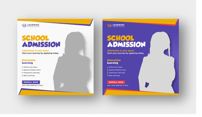 Wall Mural - school admission social media post, back to school, education web banner template