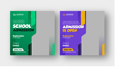 Wall Mural - school admission social media post, back to school, education web banner template
