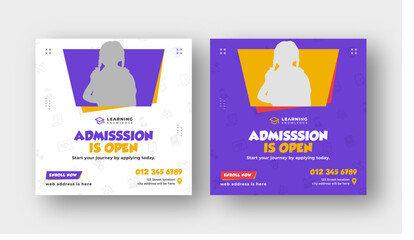 Wall Mural - school admission social media post, back to school, education web banner template