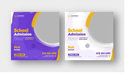 Sticker - school admission social media post, back to school, education web banner template