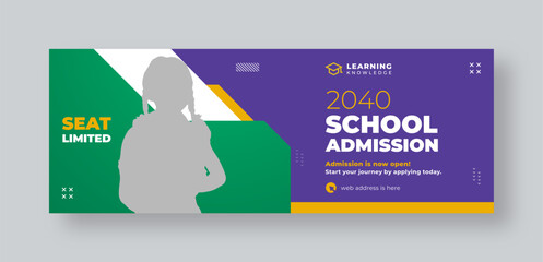 Wall Mural - education social media facebook cover, back to school, admission promotion web banner template