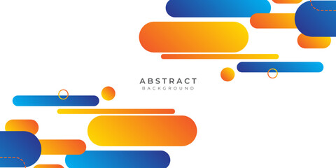 Wall Mural - geometric blue and orange background with place for text.