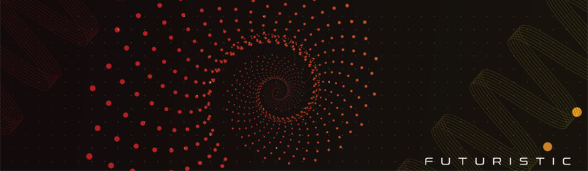 Poster - A futuristic background with circular, liniar and dots. A modern vector design.