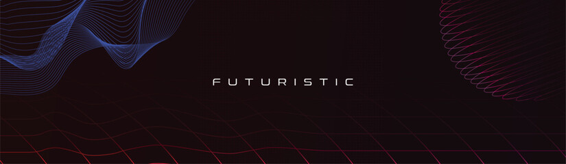 Poster - A futuristic background with circular, liniar and dots. A modern vector design.