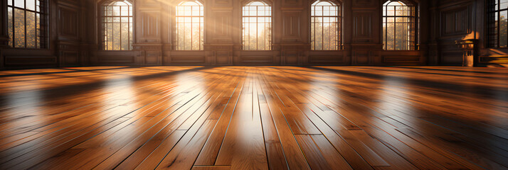 Wall Mural - Hardwood floors - empty room - large windows - lots of natural light - background 