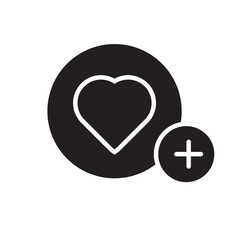 Poster - heart with plus, pozitive, wishlist icon, simple illustration on white backgrounnd..eps