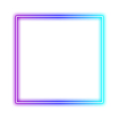 Wall Mural - square glowing in the dark, purple blue neon lights. Flared square frame design. Neon lights shine. Neon frame