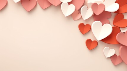 Wall Mural - white heart background with hearts on pink background