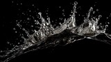 Fototapeta Łazienka - Water splash with bubbles isolated on black background.