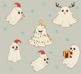 Wall Mural - Cartoon Christmas spirits