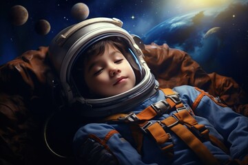 Canvas Print - Kid dreaming of space flight