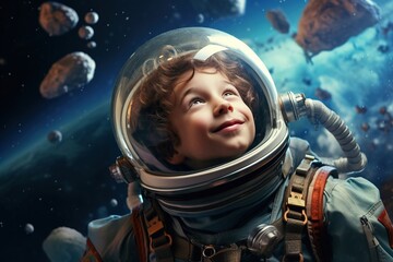 Canvas Print - Kid dreaming of space flight