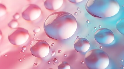 Poster - Pink and blue gradient background with water droplets.