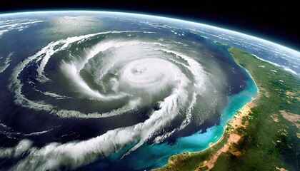 Wall Mural - A view of the hurricane on the earth from space.