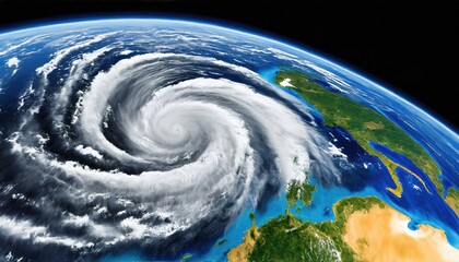 Wall Mural - A view of the hurricane on the earth from space.