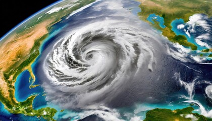 Wall Mural - A view of the hurricane on the earth from space.
