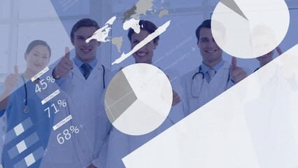 Sticker - Animation of financial data processing over diverse doctors