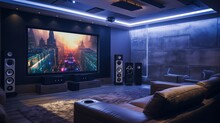 Install a custom media wall with built-in speakers providing an immersive entertainment experience
