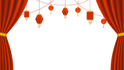 Wall Mural - Chinese New Year PNG. Vector Chinese lantern on transparent background. Chinese New Year red light festival.