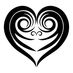 Poster - Abstract heart black icon on white background