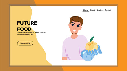 concept future food vector. smart biotechnology, digital analysis, laboratory network concept future food web flat cartoon illustration