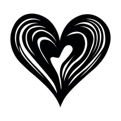 Poster - Abstract heart black icon on white background