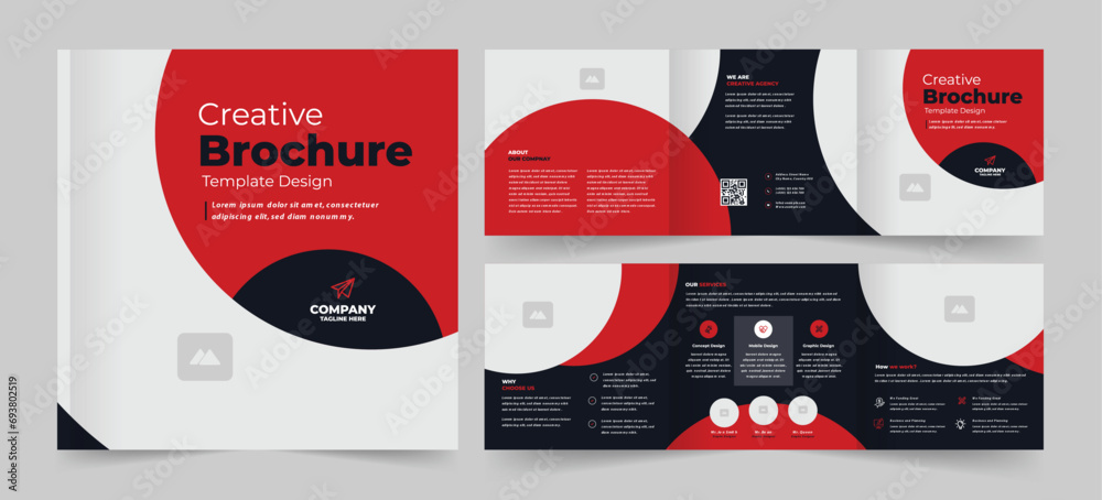 Square Trifold Brochure, Business Square Tri fold Layout Design Stock ...