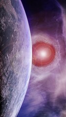 Wall Mural - planet in space. vertical design in 9:16 ratio.. smartphone and social media ready.
