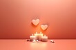 a group of candles and hearts