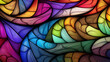 Stained glass window background with colorful Flower abstract.