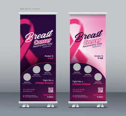 Wall Mural - Breast cancer awareness october month conference or seminar roll up banner, pull up banner, or x banner print template