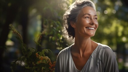 Wall Mural - Portrait of a woman in a garden