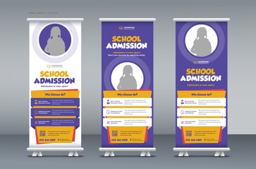 Wall Mural - school admission roll up banner, back to school, education roll up banner, pull up banner, or x banner print template