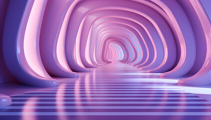 Wall Mural - abstract purple background with glowing lines from a tunnel