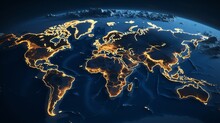A Map Of The World With Lights