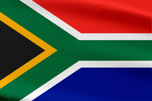Close-up View Of South Africa National Flag.