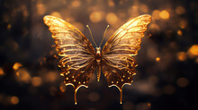 Beautiful Golden Butterfly On Blur Background As Wallpaper Illustration