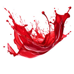 Red drops and splashes of ketchup or sauce isolated on transparent background