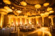 Wedding stage decoration. A beautiful reception decent lighting, the yellow lights, angel