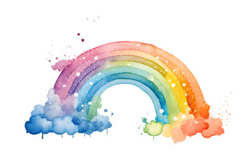 Wall Mural - watercolor cute rainbow on transparent background