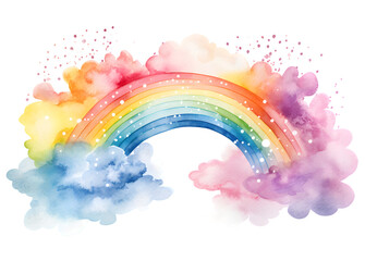 Wall Mural - watercolor cute rainbow on transparent background