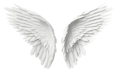 Wall Mural - White Angel wings isolated on transparent background