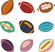 american football ball set cartoon. college field, texture sport, pigskin footbal american football ball sign. isolated symbol vector illustration