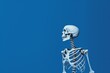 a skeleton on a blue background