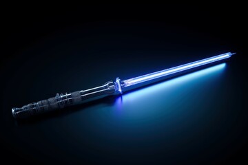 Wall Mural - Blue lightsaber tool. Glowing bright weapon neon laser sword. Generate ai