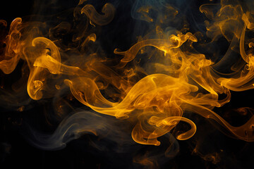 Abstract multicolored pattern.  Movement of orange smoke