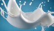 Splash of milk on blue background. 3d rendering