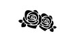 vector black silhouettes of rose flowers isolated on a white background. . Good for greeting cards, wedding invitations, restaurant menu, royal certificates. 